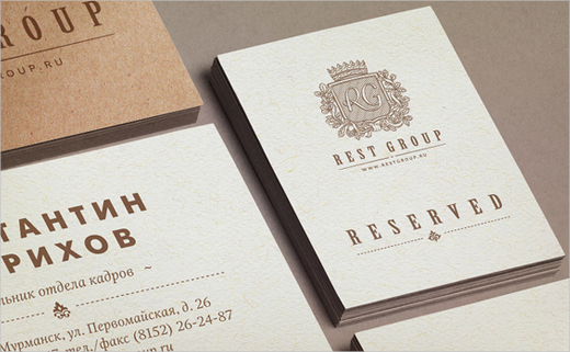Rest-Group-catering-food-logo-design-branding-stationery-identity-graphics-car-van-livery-Russia-classical-beige-cream-antique-volvo-10