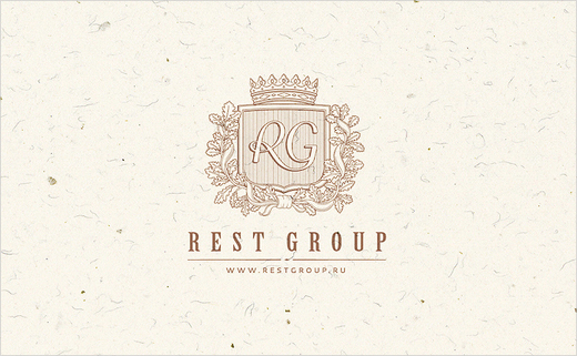 Rest-Group-catering-food-logo-design-branding-stationery-identity-graphics-car-van-livery-Russia-classical-beige-cream-antique-volvo