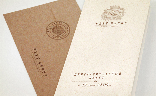 Rest-Group-catering-food-logo-design-branding-stationery-identity-graphics-car-van-livery-Russia-classical-beige-cream-antique-volvo-13