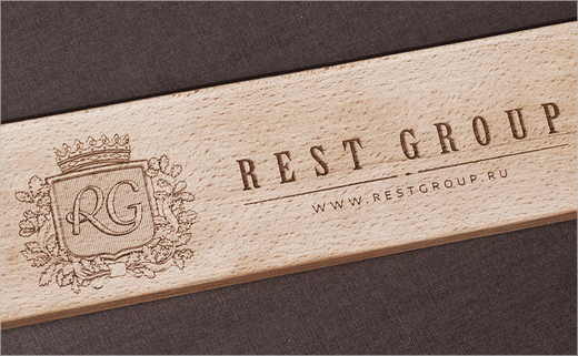 Rest-Group-catering-food-logo-design-branding-stationery-identity-graphics-car-van-livery-Russia-classical-beige-cream-antique-volvo-14